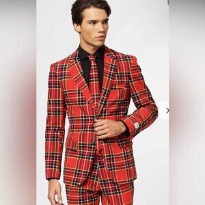OPPOSuits “The Lumberjack” red plaid 3 piece suit size 16